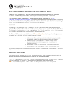New firm authorisation information for applicant