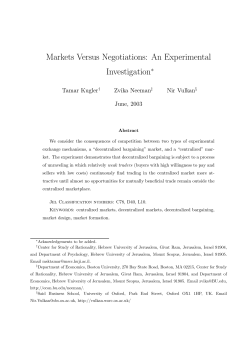 Markets Versus Negotiations : An Experimental Investigation (pdf