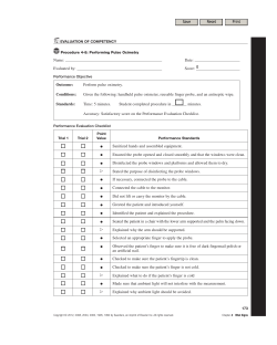 Standards: Perform pulse oximetry. Given the following