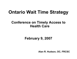 Ontario Wait Time Strategy