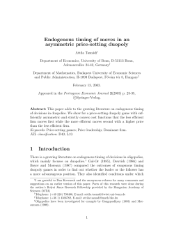 Endogenous timing of moves in an asymmetric price
