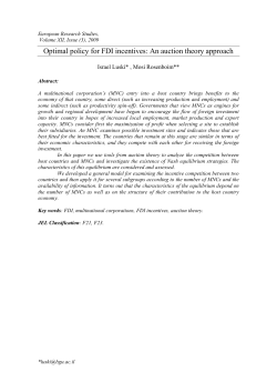 Optimal policy for FDI incentives: An auction theory approach
