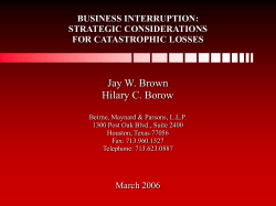 BUSINESS INTERRUPTION: STRATEGIC CONSIDERATIONS Jay