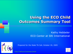 Outcomes Summary Tool - The Early Childhood Technical