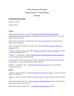 Economics and Psychology Preliminary outline For 2nd Part of