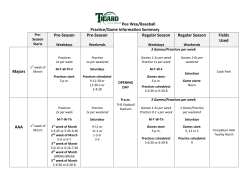 Pee Wee/Baseball Practice/Game Information Summary Pre