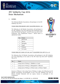 AFC Solidarity Cup 2016 Draw Mechanism