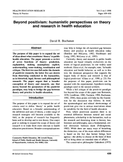 Beyond positivism: humanistic perspectives on theory and research