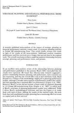 strategic planning and financial performance: more evidence