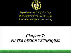 Chapter 7: Filter Design Techniques 2 DSP