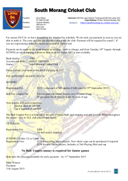 Fees Season 2015 - South Morang Cricket Club