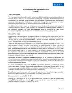 IESBA Strategy Survey Questionnaire April 2017 About the