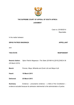 THE SUPREME COURT OF APPEAL OF SOUTH AFRICA