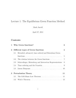 Lecture 1: The Equilibrium Green Function Method