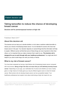 Taking tamoxifen to reduce the chance of developing breast