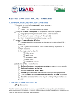 Key Tool: E-PAYMENT ROLL OUT CHECK LIST