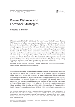 Power Distance and Facework Strategies