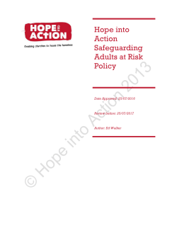 Hope into Action Safeguarding Adults at Risk Policy