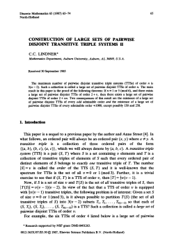 CONSTRUCTION OF LARGE SETS OF PAIRWlSE DISJOINT