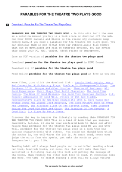 Parables For The Theatre Two Plays Good