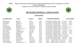 Please note that when a player is suspended for a game or games