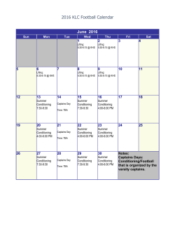 2016 KLC Football Calendar - Sheboygan Lutheran High School