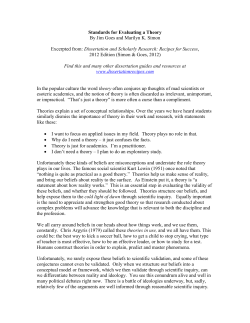 Standards for Evaluating a Theory