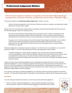 ETFO Professional Judgement Guidelines for Completion of the