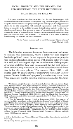 Social Mobility and the Demand for Redistribution: The POUM