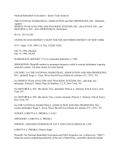 National Basketball Association v. Sports Team Analysis THE
