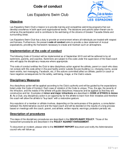 Code of conduct Les Espadons Swim Club