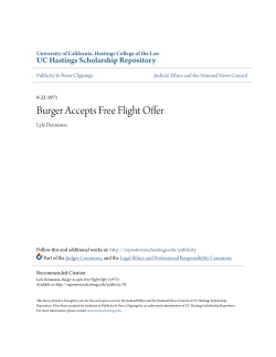 Burger Accepts Free Flight Offer - UC Hastings Scholarship Repository