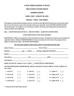 4 STAR TENNIS ACADEMY AT BULLIS HIGH SCHOOL PLAYERS