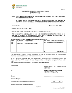 pricing schedule &ndash; non-firm prices (purchases)
