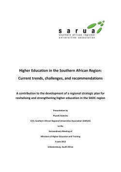 Higher Education in the Southern African Region