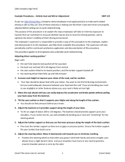 Seat and Mirror Adjustment Procedure