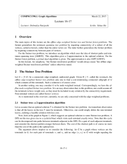 Lecture 16-17 1 Overview 2 The Steiner Tree Problem