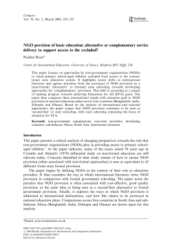 NGO provision of basic education: alternative or complementary