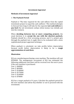 Methods of Investment Appraisal