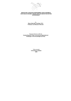 INNOVATION, STRATEGIC MANAGEMENT AND ECONOMICS