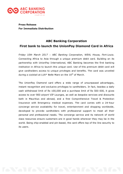 ABC Banking: First bank in Africa to launch the UnionPay Diamond