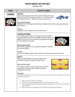 MATH NIGHT ACTIVITIES CARDS