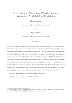 Perceptions on Governance Effectiveness and Informality