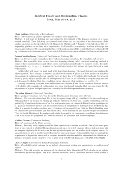 Spectral Theory and Mathematical Physics Metz, May 16–18