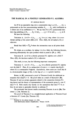 THE RADICAL IN A FINITELY GENERATED P.I. ALGEBRA Let R be