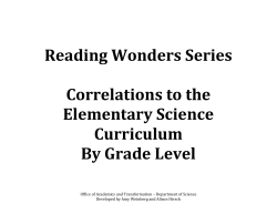Reading Wonders K-5 Correlations to Science