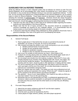 GUIDELINES FOR 2nd REFEREE TRAINING