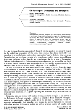 Of Strategies, Deliberate and Emergent