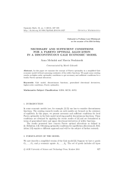Necessary and sufficient conditions for a Pareto optimal allocation in