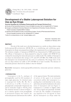 Development of a Stable Latanoprost Solution for Use